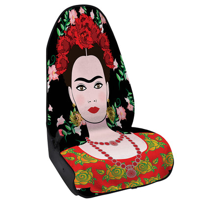 Frida Kahlo And Pink Flower Print Waterproof Car Seat Cover