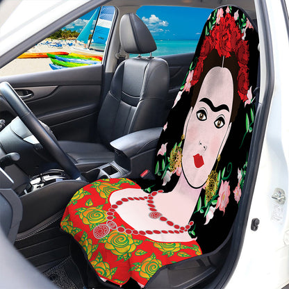 Frida Kahlo And Pink Flower Print Waterproof Car Seat Cover
