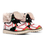 Frida Kahlo And Pink Flower Print Winter Boots