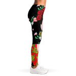 Frida Kahlo And Pink Flower Print Women's Leggings
