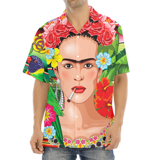 Frida Kahlo Serape Print Aloha Shirt