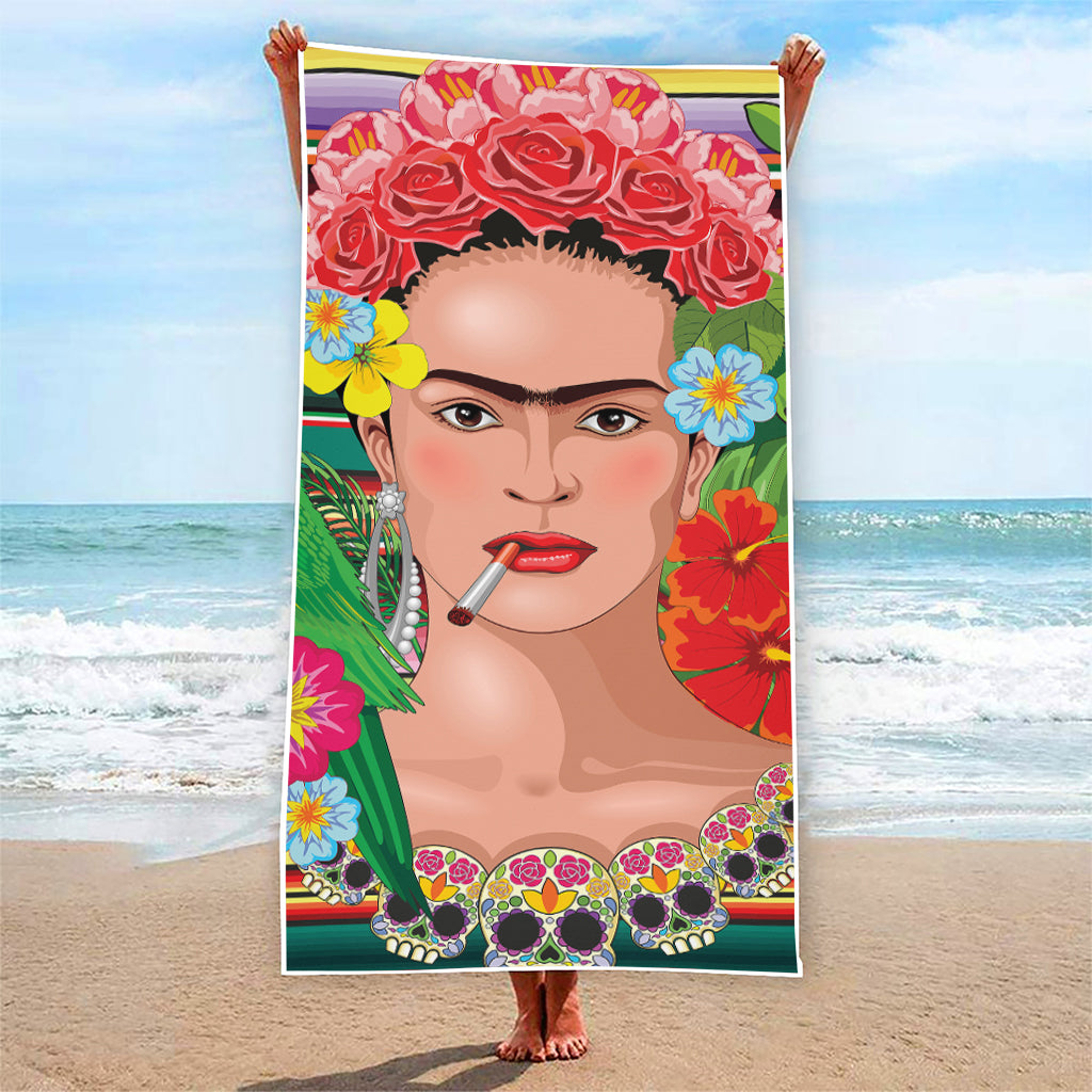 Frida Kahlo Serape Print Beach Towel