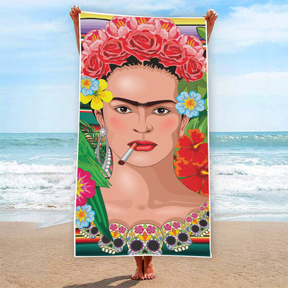 Frida Kahlo Serape Print Beach Towel