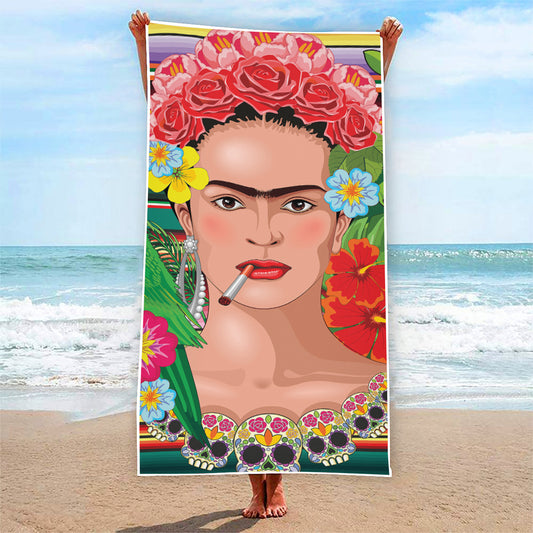 Frida Kahlo Serape Print Beach Towel