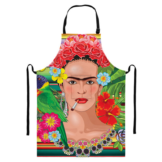 Frida Kahlo Serape Print Bib Apron With Pocket