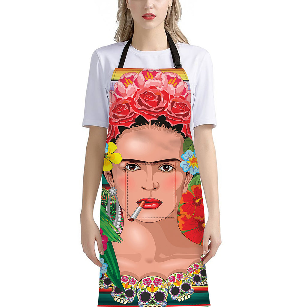 Frida Kahlo Serape Print Bib Apron With Pocket