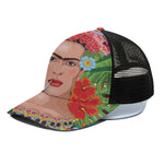 Frida Kahlo Serape Print Black Mesh Trucker Cap