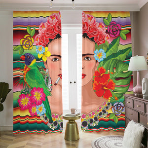 Frida Kahlo Serape Print Blackout Pencil Pleat Curtains