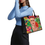 Frida Kahlo Serape Print Canvas Tote Bag