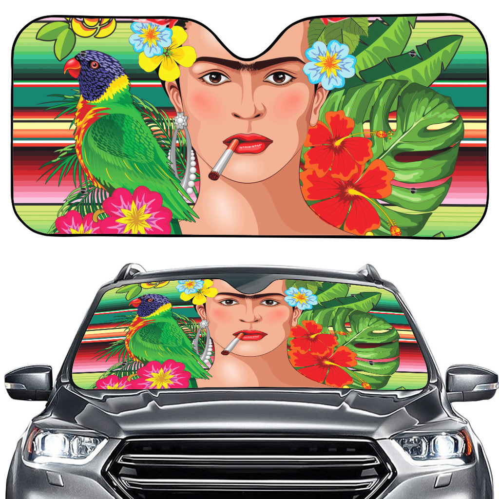 Frida Kahlo Serape Print Car Windshield Sun Shade