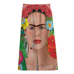 Frida Kahlo Serape Print Cotton Front Slit Maxi Skirt