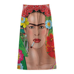 Frida Kahlo Serape Print Cotton Front Slit Maxi Skirt