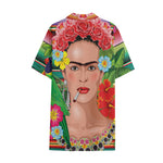 Frida Kahlo Serape Print Cotton Hawaiian Shirt