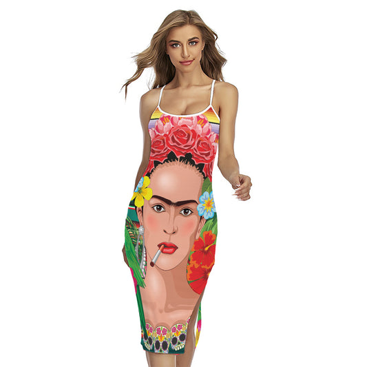 Frida Kahlo Serape Print Cross Back Cami Dress