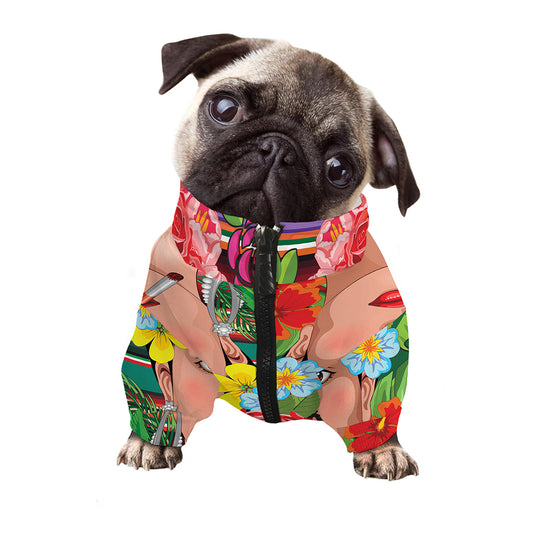 Frida Kahlo Serape Print Dog Zip Up Jacket