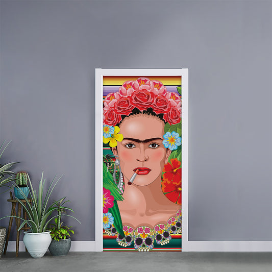 Frida Kahlo Serape Print Door Sticker