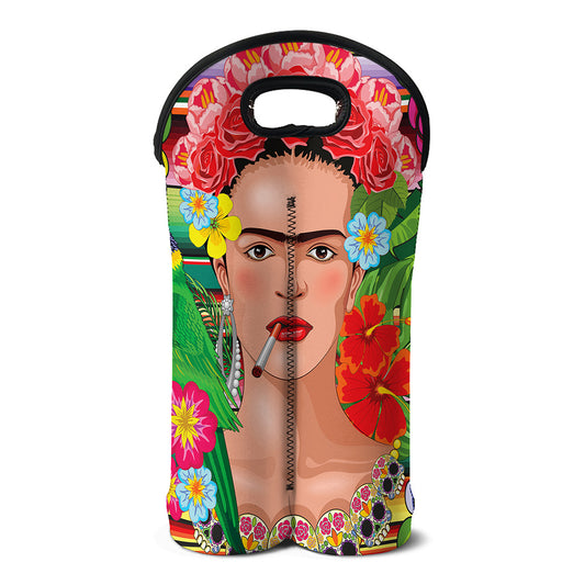 Frida Kahlo Serape Print Double Neoprene Wine Tote