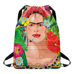 Frida Kahlo Serape Print Drawstring Backpack
