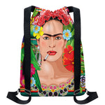 Frida Kahlo Serape Print Drawstring Backpack