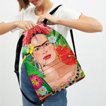 Frida Kahlo Serape Print Drawstring Backpack