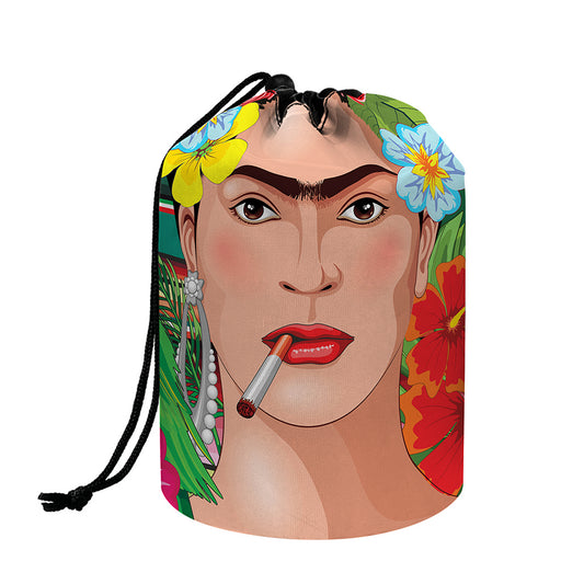 Frida Kahlo Serape Print Drawstring Makeup Bag