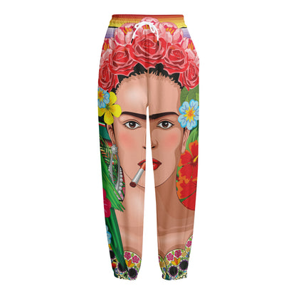 Frida Kahlo Serape Print Fleece Lined Knit Pants