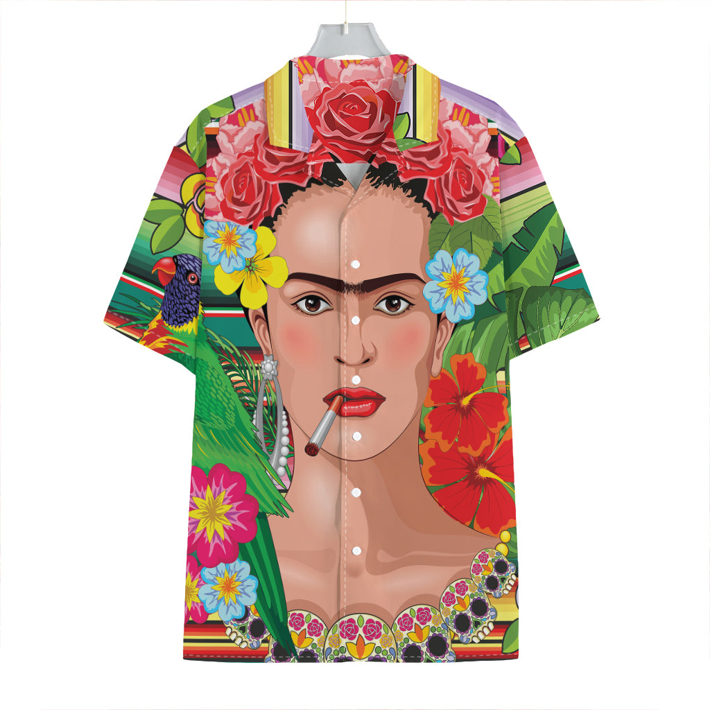 Frida Kahlo Serape Print Hawaiian Shirt