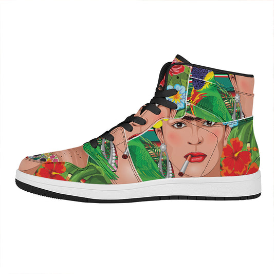 Frida Kahlo Serape Print High Top Leather Sneakers