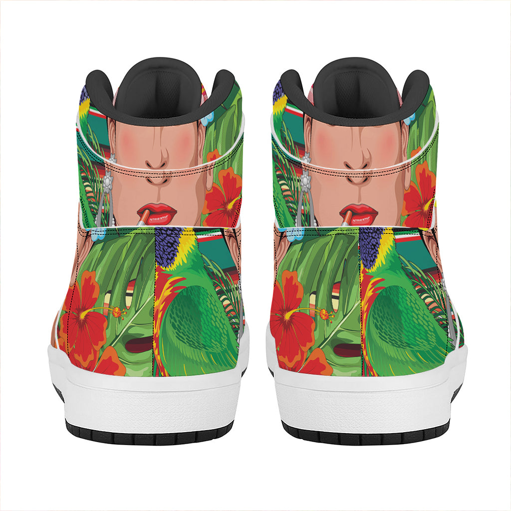 Frida Kahlo Serape Print High Top Leather Sneakers