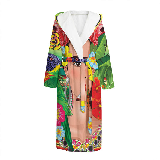 Frida Kahlo Serape Print Hooded Bathrobe