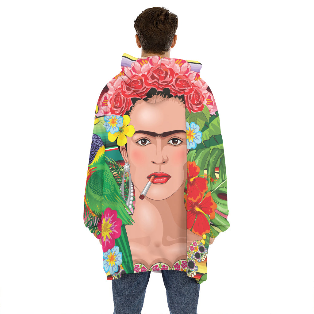 Frida Kahlo Serape Print Hoodie Blanket