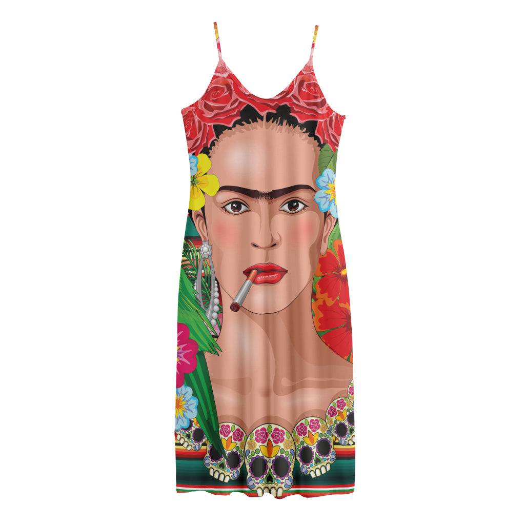 Frida Kahlo Serape Print Jersey Midi Cami Dress