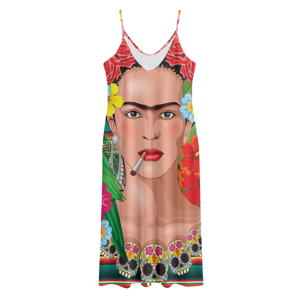 Frida Kahlo Serape Print Jersey Midi Cami Dress