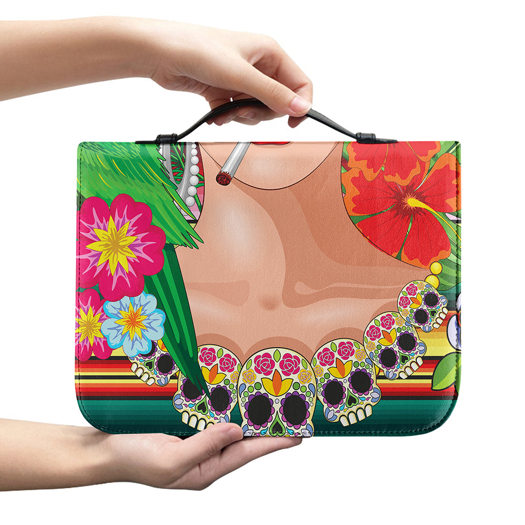 Frida Kahlo Serape Print Leather Bible Cover