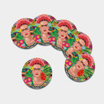 Frida Kahlo Serape Print Leather Coaster Set