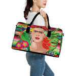 Frida Kahlo Serape Print Leather Duffle Bag