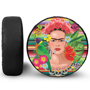 Frida Kahlo Serape Print Leather Spare Tire Cover