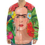 Frida Kahlo Serape Print Long Sleeve Baseball Jersey