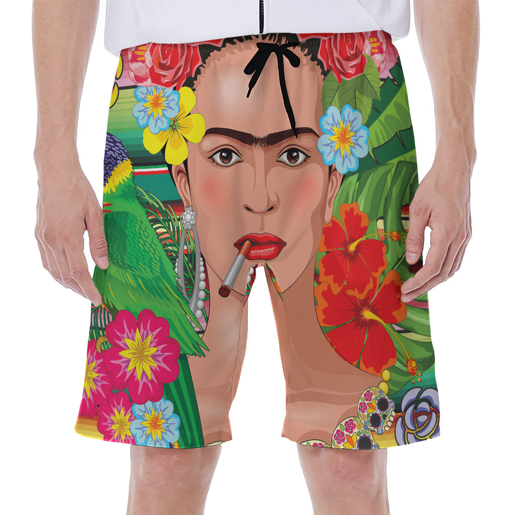 Frida Kahlo Serape Print Men's Beach Shorts