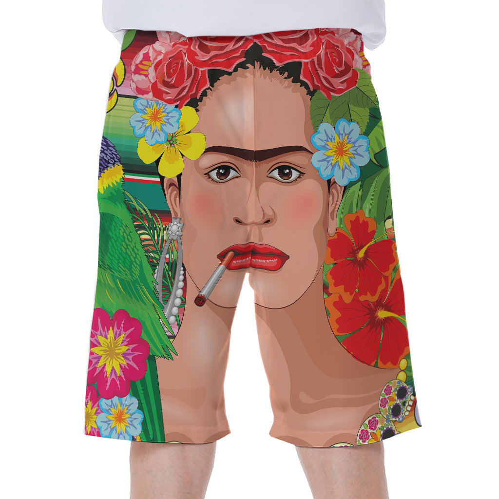 Frida Kahlo Serape Print Men's Beach Shorts
