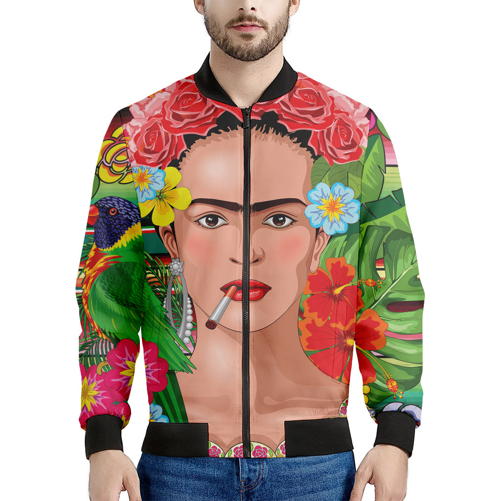 Frida Kahlo Serape Print Men's Bomber Jacket