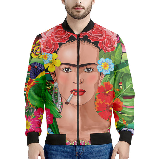 Frida Kahlo Serape Print Men's Bomber Jacket