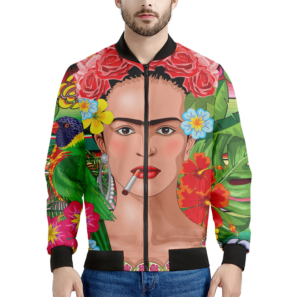 Frida Kahlo Serape Print Men's Bomber Jacket