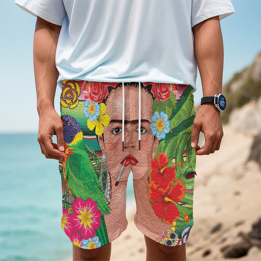 Frida Kahlo Serape Print Men's Cargo Shorts