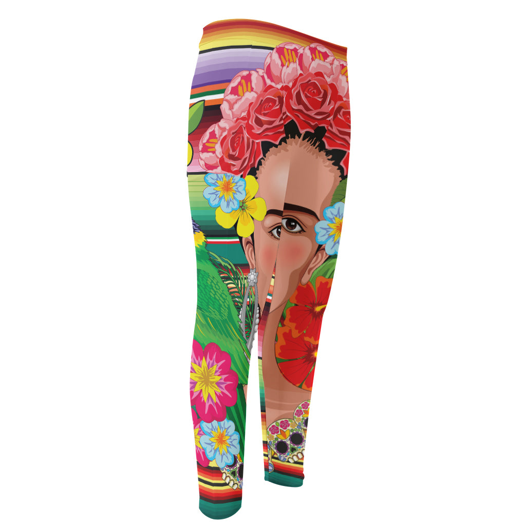 Frida Kahlo Serape Print Men's Compression Pants