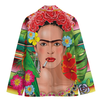 Frida Kahlo Serape Print Men's Cotton Blazer