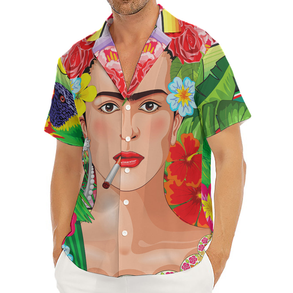 Frida Kahlo Serape Print Men's Deep V-Neck Shirt