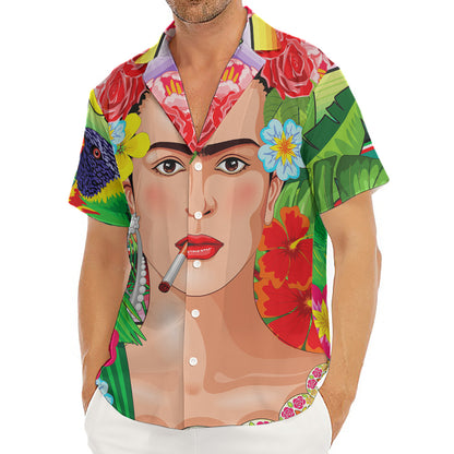 Frida Kahlo Serape Print Men's Deep V-Neck Shirt
