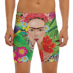 Frida Kahlo Serape Print Men's Long Boxer Briefs