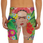 Frida Kahlo Serape Print Men's Long Boxer Briefs